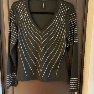 STYLEWE Black Silver Studded Long Sleeve Top